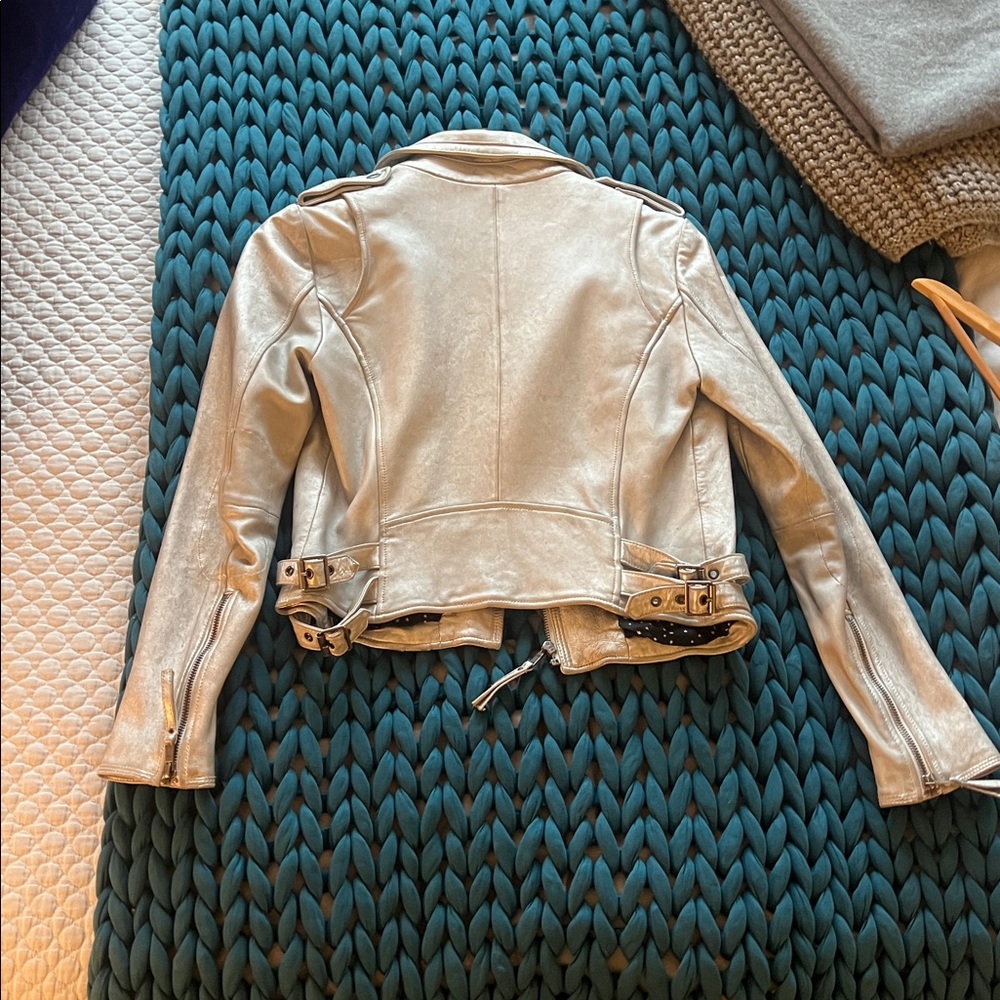 Joie Silver Leather Jacket- SZ Small - Picture 9 of 13